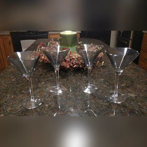 Vintage Set of Four-Silver Iridescent Martini Glasses